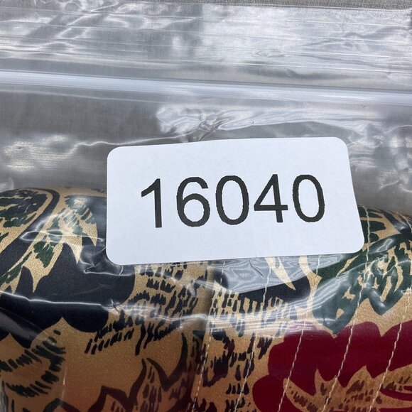 Harve Benard Blouse Women 6‎ Tan Red Leaf Floral Retro Secretary Liquid Silk 80s - Picture 11 of 11